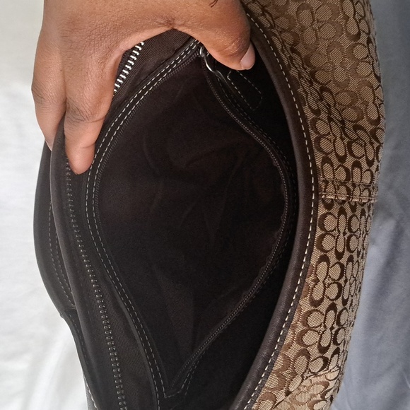 Vintage Coach Signature Mini Cs brown/beige canvas leather hobo soho bag NWOT - Picture 9 of 13